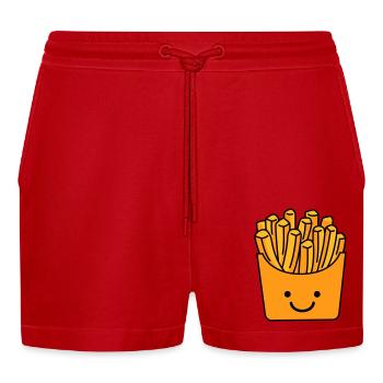 french fries smile - Organic Relaxed Cropped Shorts Made in EU - red - Front