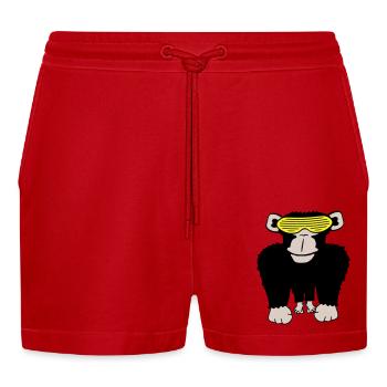 Funky Sonnenbrille Gorilla Cooler Party Affe Spaß - Organic Relaxed Cropped Shorts Made in EU - Rot - Vorne