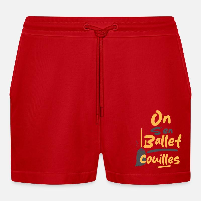 We ballet ballet balls - Organic Relaxed Cropped Shorts Made in EU - red