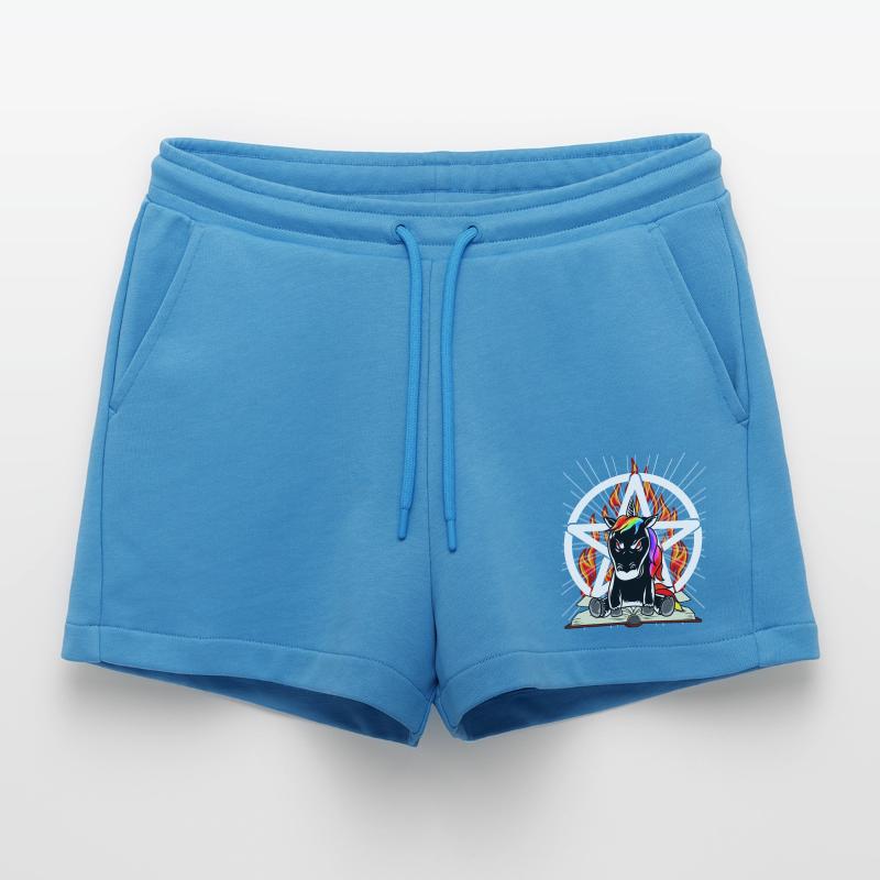 Satan Unicorn Pentagram Devilish Mythical Creature Evil Organic Relaxed Cropped Shorts Made in EU