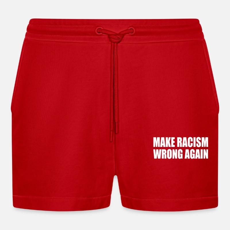 make racism wrong again - Organic Relaxed Cropped Shorts Made in EU - red