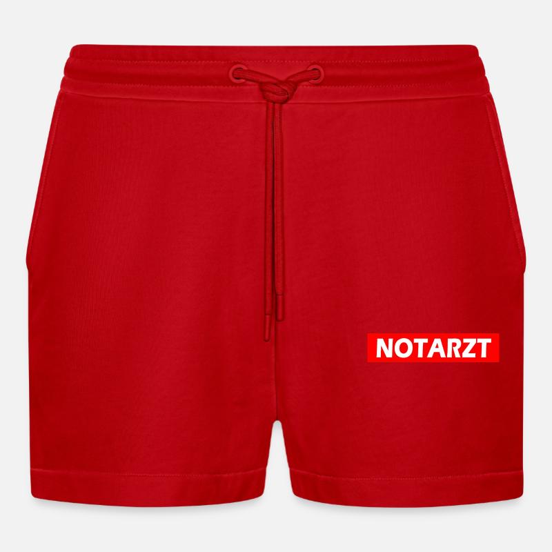 Notarzt - Organic Relaxed Cropped Shorts Made in EU - Rot