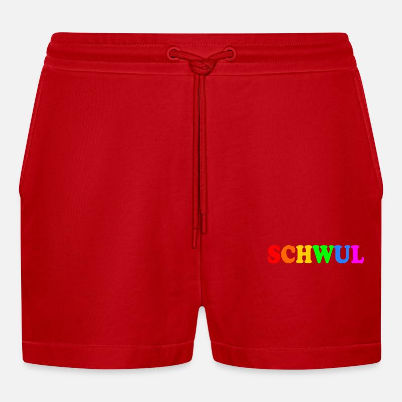 Schwul - Organic Relaxed Cropped Shorts Made in EU - Rot