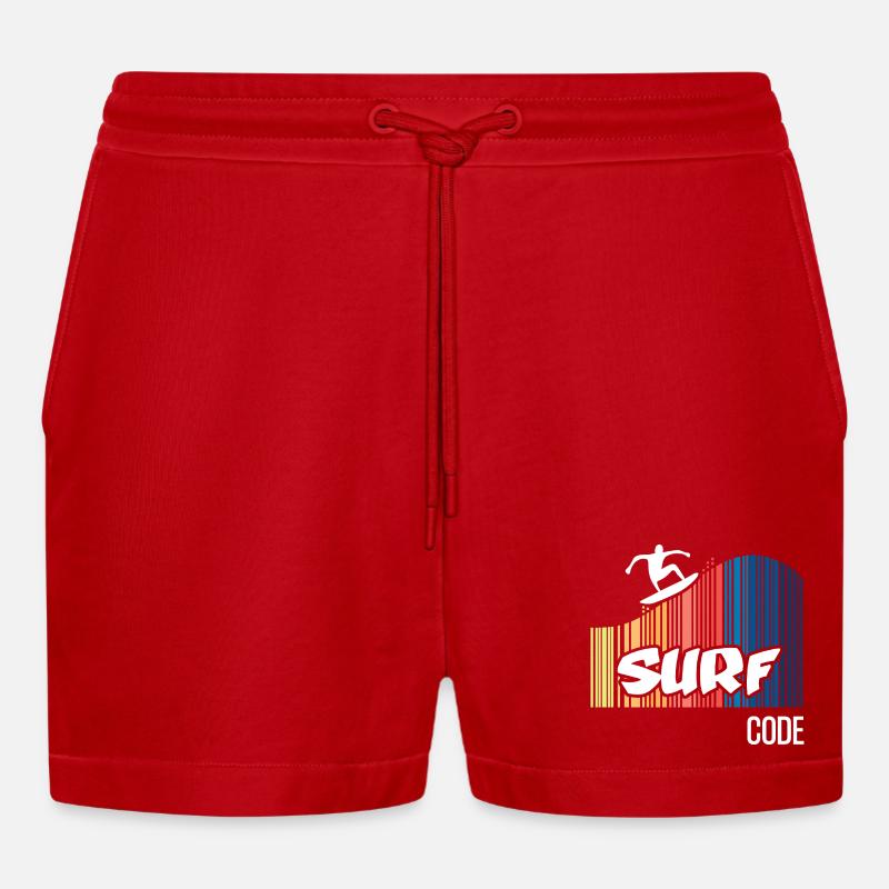 Code de surf (sombre) - Short bio décontracté court fabriqué en UE - rouge