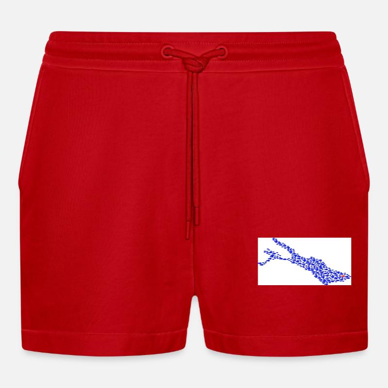 Bodenseefisch - Organic Relaxed Cropped Shorts Made in EU - Rot