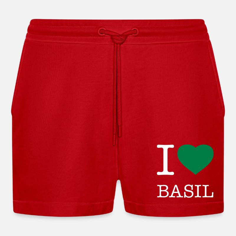 J’AIME LE BASILIC Basilikum - Short bio décontracté court fabriqué en UE - rouge