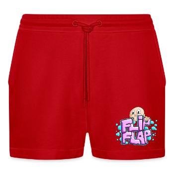 Fun Graffiti Bubble Flip - Organic Relaxed Cropped Shorts Made in EU - red - Front