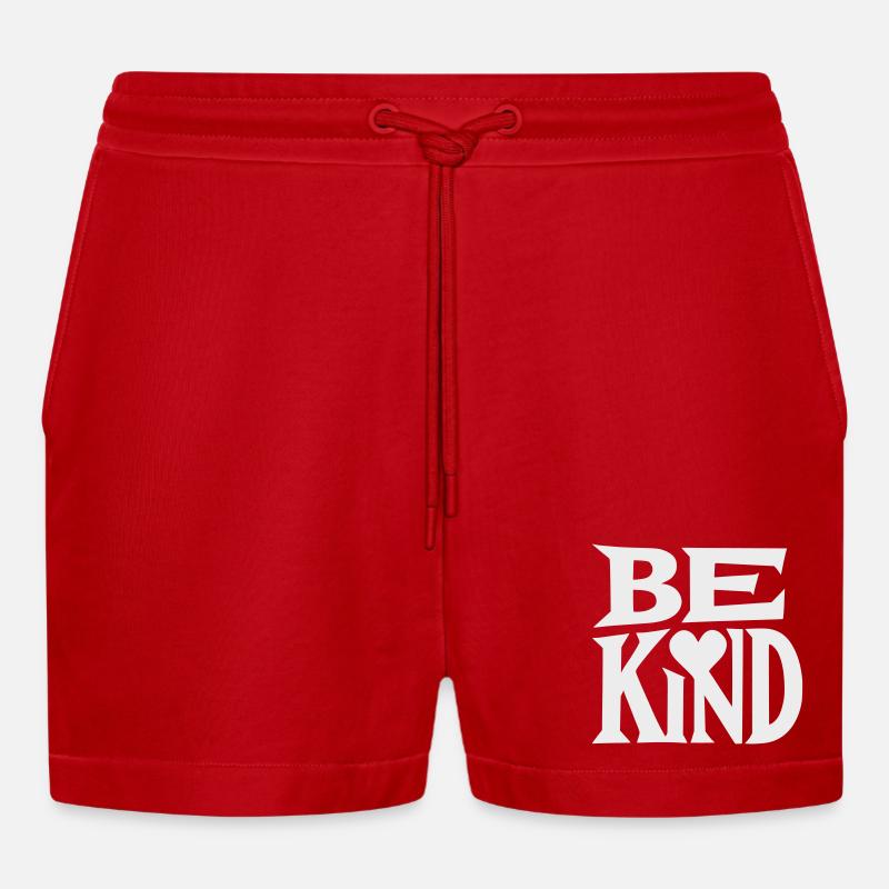 Slogan Be kind with heart - Short bio décontracté court fabriqué en UE - rouge
