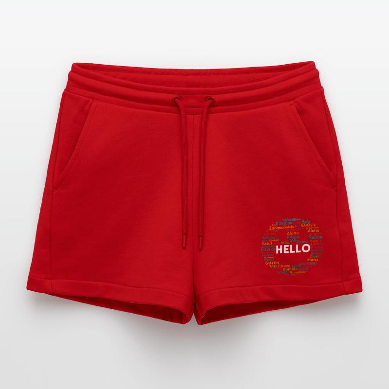 Beginnen Sie mit Hello Different World Language Learning Organic Relaxed Cropped Shorts Made in EU