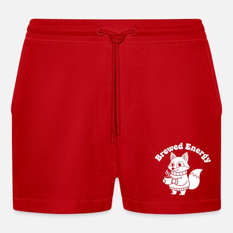 KaffeeFuchs Pullover Motiv - Organic Relaxed Cropped Shorts Made in EU - Rot