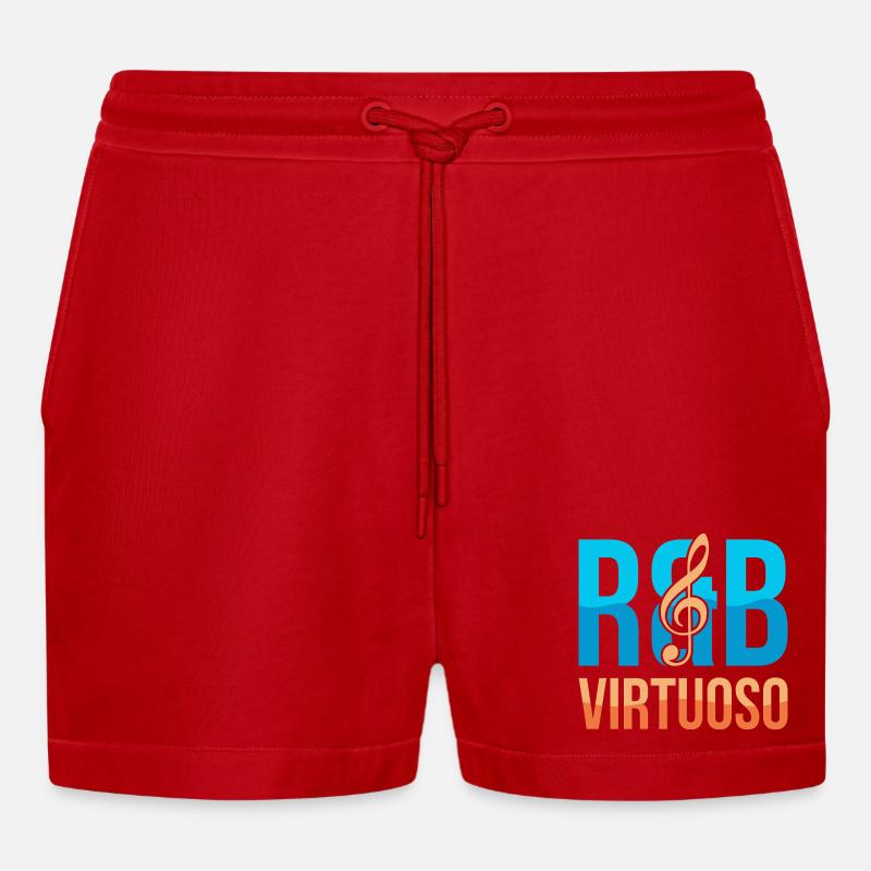 RnB Musikvirtuose E1 Deep Blue - Organic Relaxed Cropped Shorts Made in EU - Rot