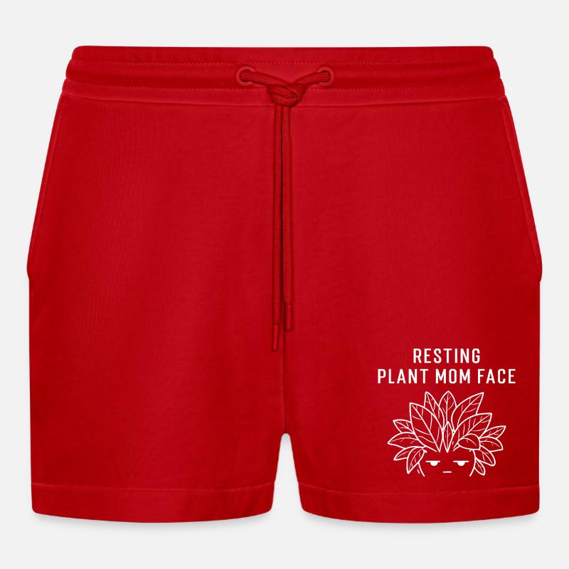 Gesicht der Ruhepflanzen-Mutter - Organic Relaxed Cropped Shorts Made in EU - Rot