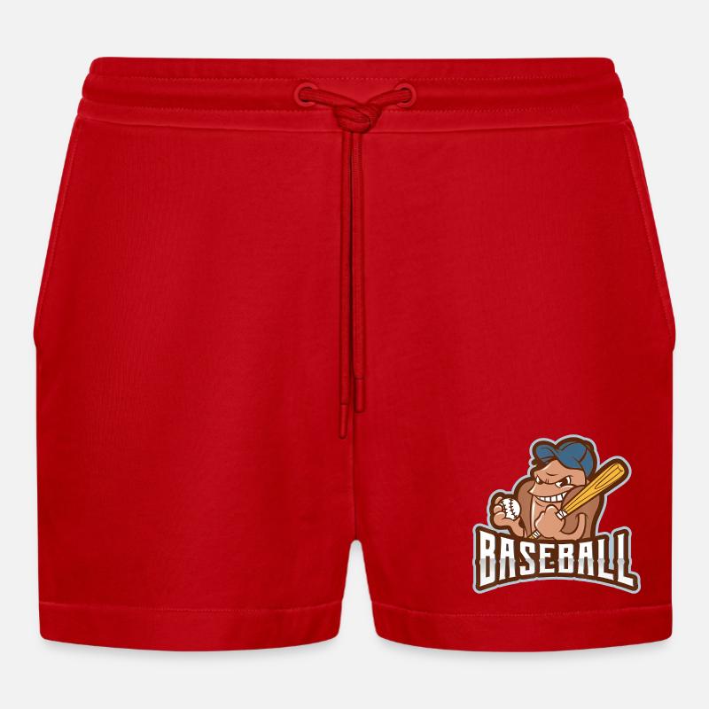 Rogue Batter Baseball-Maskottchen - Organic Relaxed Cropped Shorts Made in EU - Rot