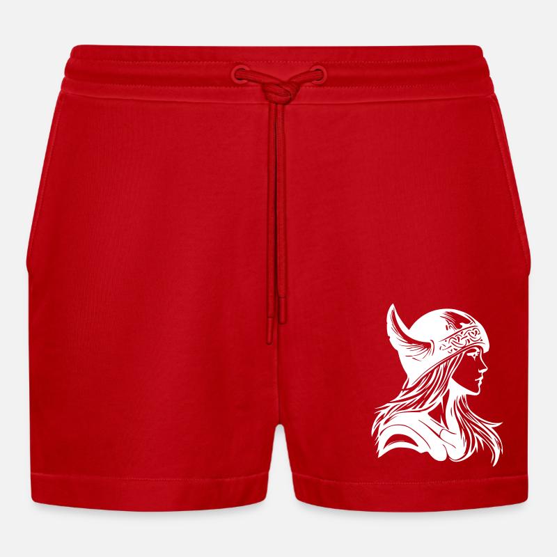 Wikinger Mädchen Kriegerin - Organic Relaxed Cropped Shorts Made in EU - Rot