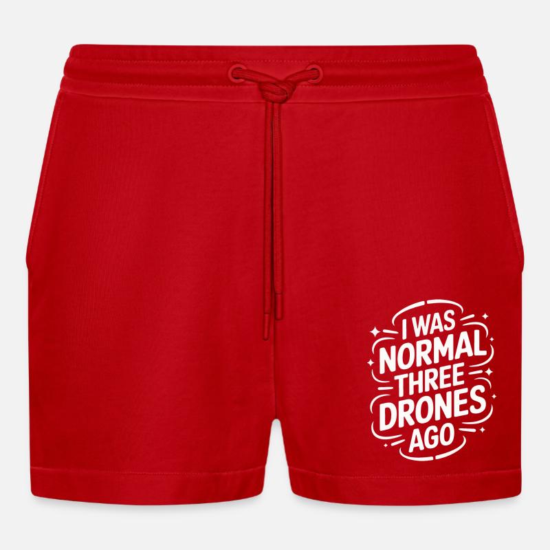 Drones Pilot Quadcopter Drone - Organic Relaxed Cropped Shorts Made in EU - red