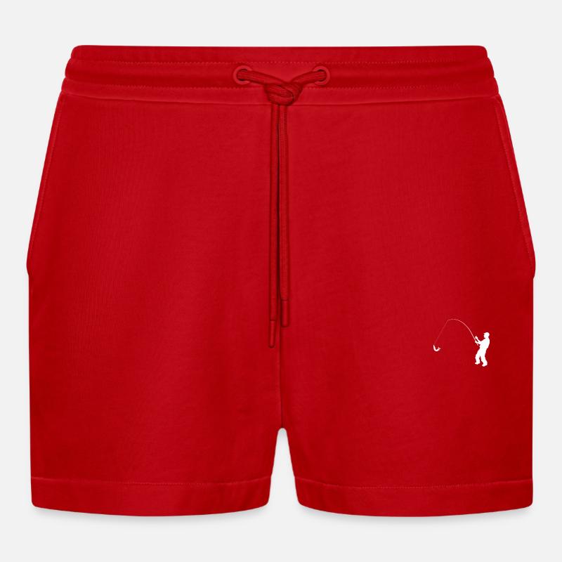 Angler Evolution Pocket Geschenkidee - Organic Relaxed Cropped Shorts Made in EU - Rot