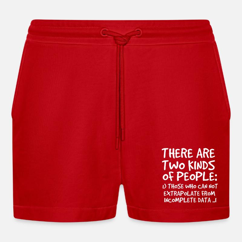 Incomplete Data Funny Science Nerd - Organic Relaxed Cropped Shorts Made in EU - red