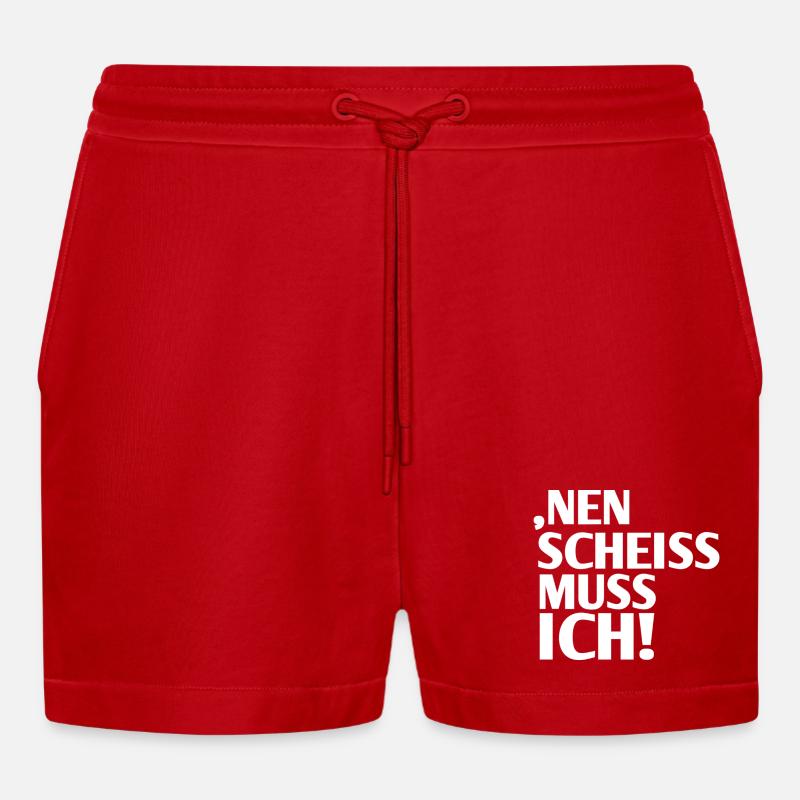 Nein Scheiss Muss Ich - Organic Relaxed Cropped Shorts Made in EU - Rot