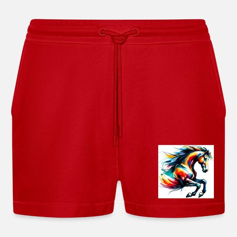 Pferd - Organic Relaxed Cropped Shorts Made in EU - Rot