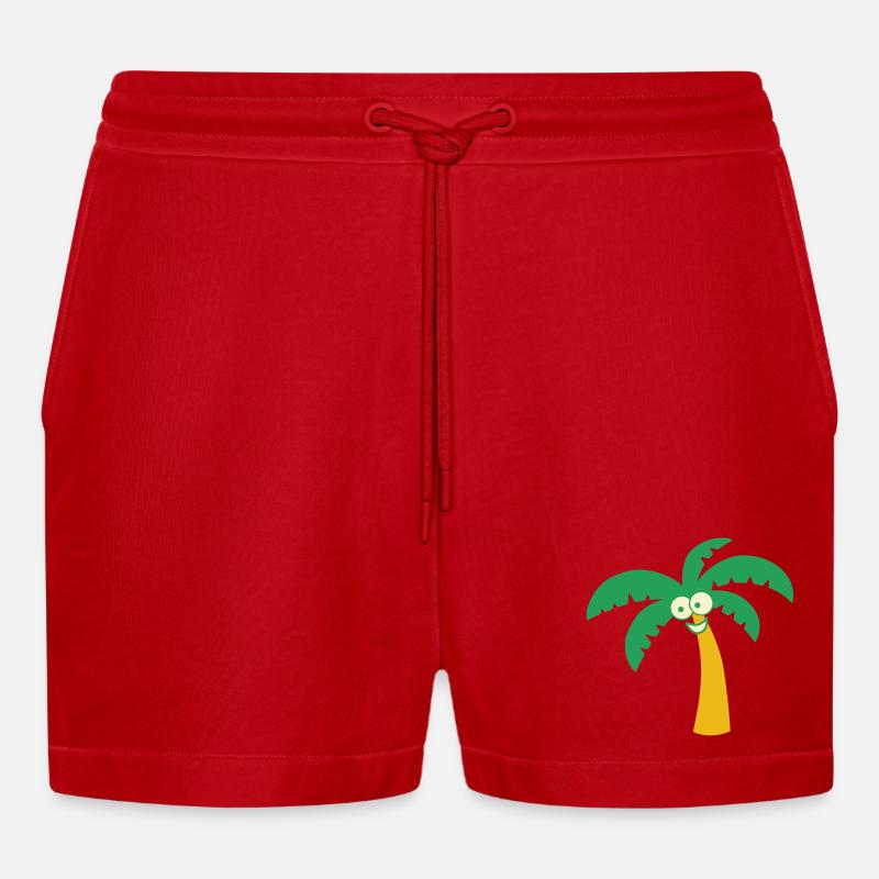 Palme - Organic Relaxed Cropped Shorts Made in EU - Rot