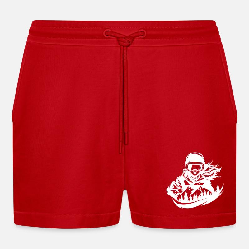 Snowboarderin Mädchen - Organic Relaxed Cropped Shorts Made in EU - Rot