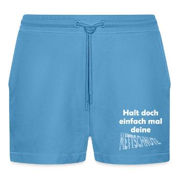 Lustiger Spruch Mund halten - Organic Relaxed Cropped Shorts Made in EU -  Sol Blue - Vorne
