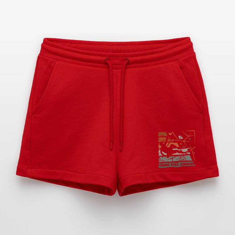 Bouldern – Crimp. Pull. Conquer. Organic Relaxed Cropped Shorts Made in EU