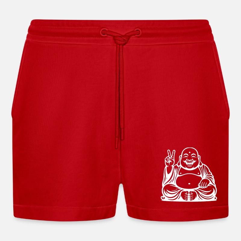 Conception de Bouddha riant joyeux - Short bio décontracté court fabriqué en UE - rouge