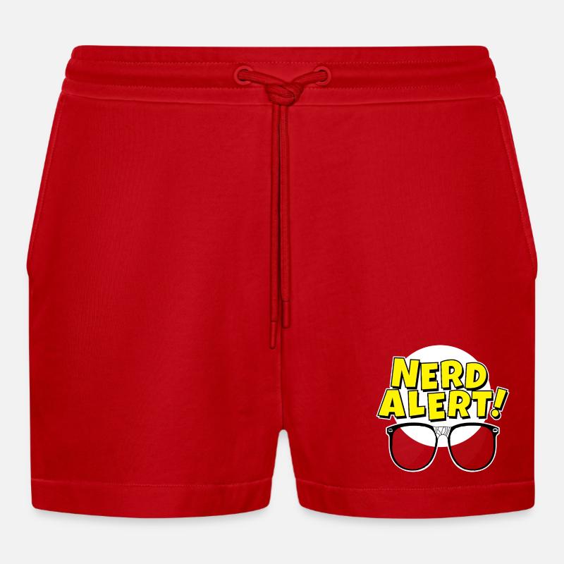 Nerd Alert Pop Brille - Organic Relaxed Cropped Shorts Made in EU - Rot