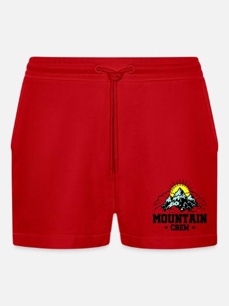 Mountain Crew Mountains - Organic Relaxed Cropped Shorts Made in EU - red