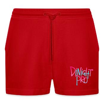 Dinight Pro Neon Gradient - Organic Relaxed Cropped Shorts Made in EU - Rot - Vorne