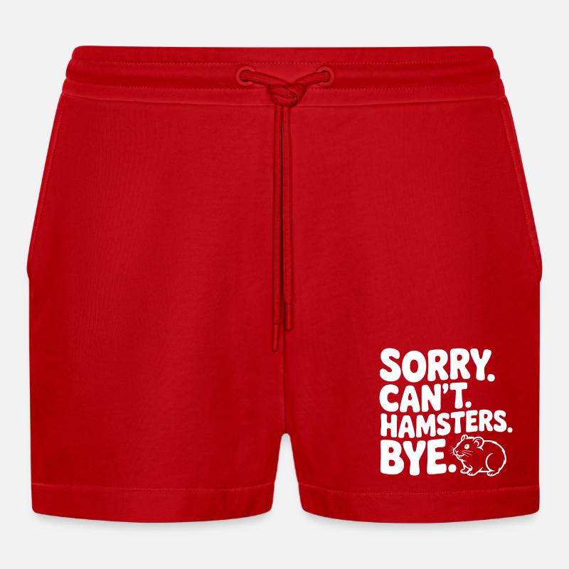 Sorry. Can't. Hamsters. Bye. - Organic Relaxed Cropped Shorts Made in EU - red