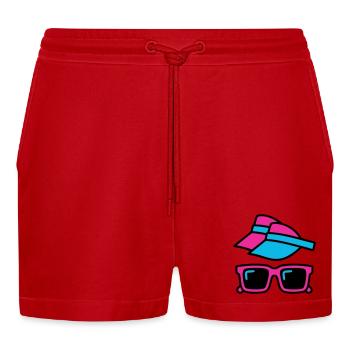 80s Sun Visor Glasses Set - Organic Relaxed Cropped Shorts Made in EU - red - Front