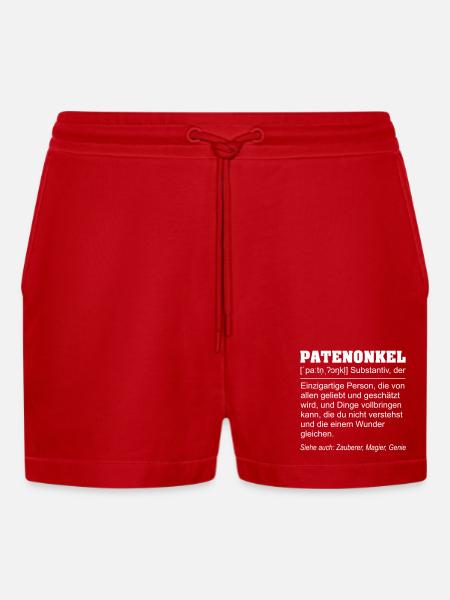 Lustige Patenonkel Definition Geschenkidee - Organic Relaxed Cropped Shorts Made in EU - Rot