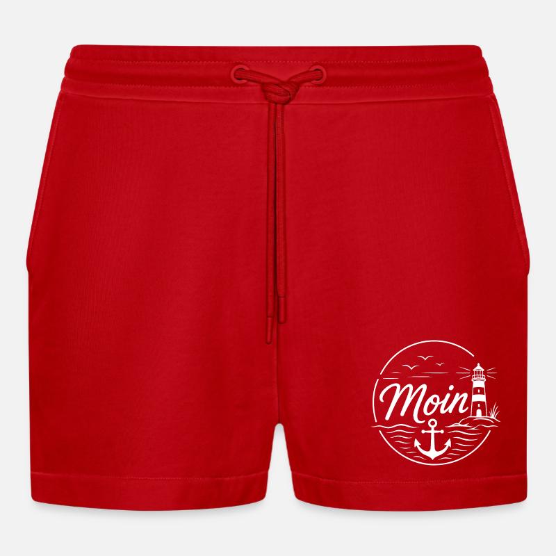 Moin - Organic Relaxed Cropped Shorts Made in EU - Rot