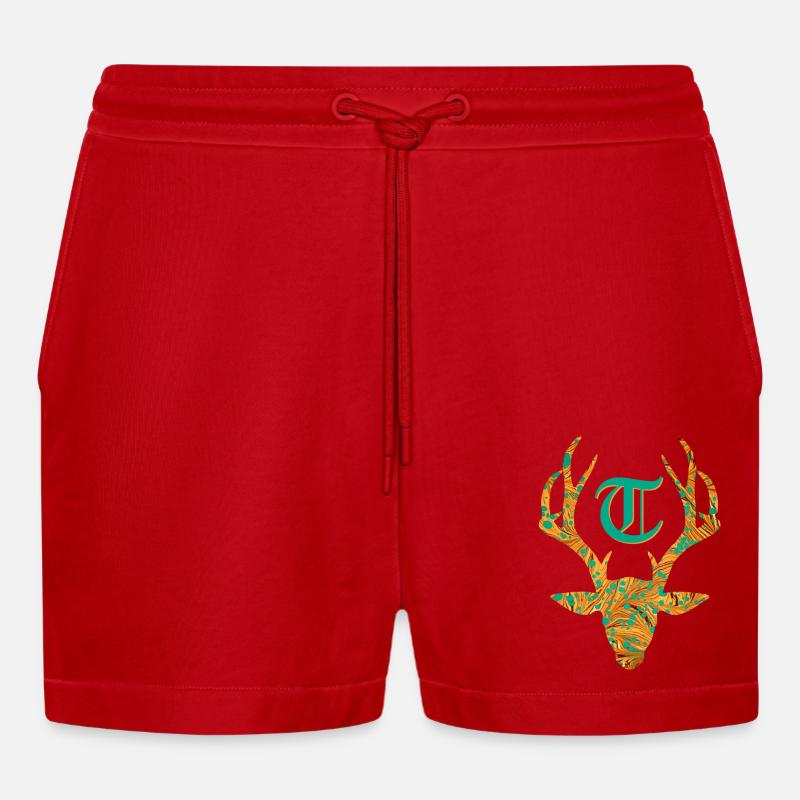 hirsch e 95 t - Organic Relaxed Cropped Shorts Made in EU - red