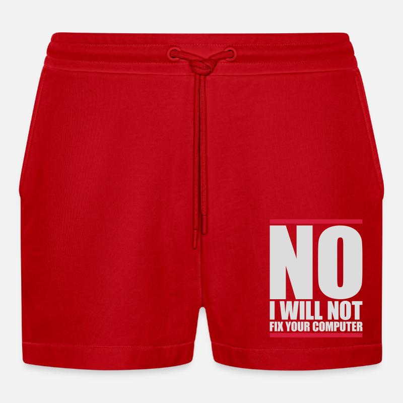 not fix your computer - Organic Relaxed Cropped Shorts Made in EU - red
