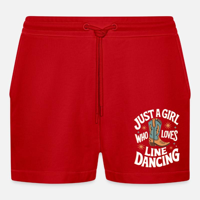 Line Dancing Dancing Dancers - Organic Relaxed Cropped Shorts Made in EU - red