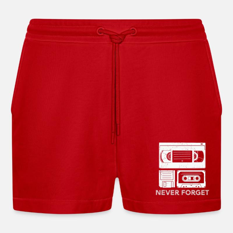 Conception créative de cassette - Short bio décontracté court fabriqué en UE - rouge
