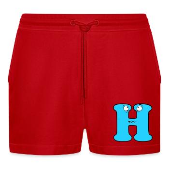 H - Organic Relaxed Cropped Shorts Made in EU - red - Front