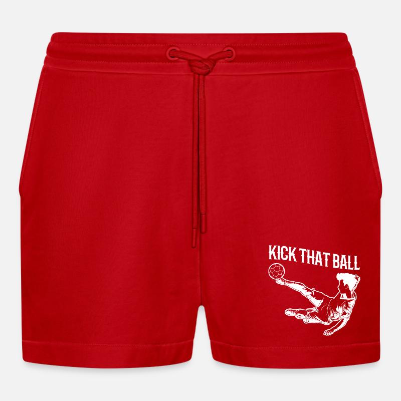 Schieß den Ball - Organic Relaxed Cropped Shorts Made in EU - Rot