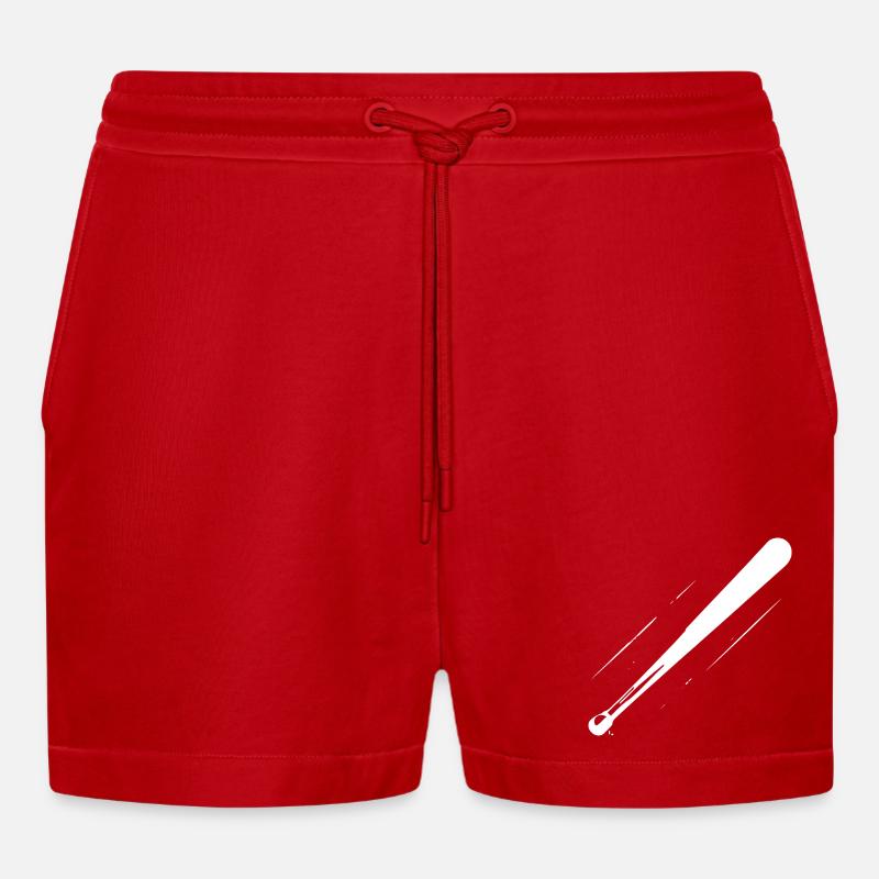 Dessin de batte de baseball - Short bio décontracté court fabriqué en UE - rouge