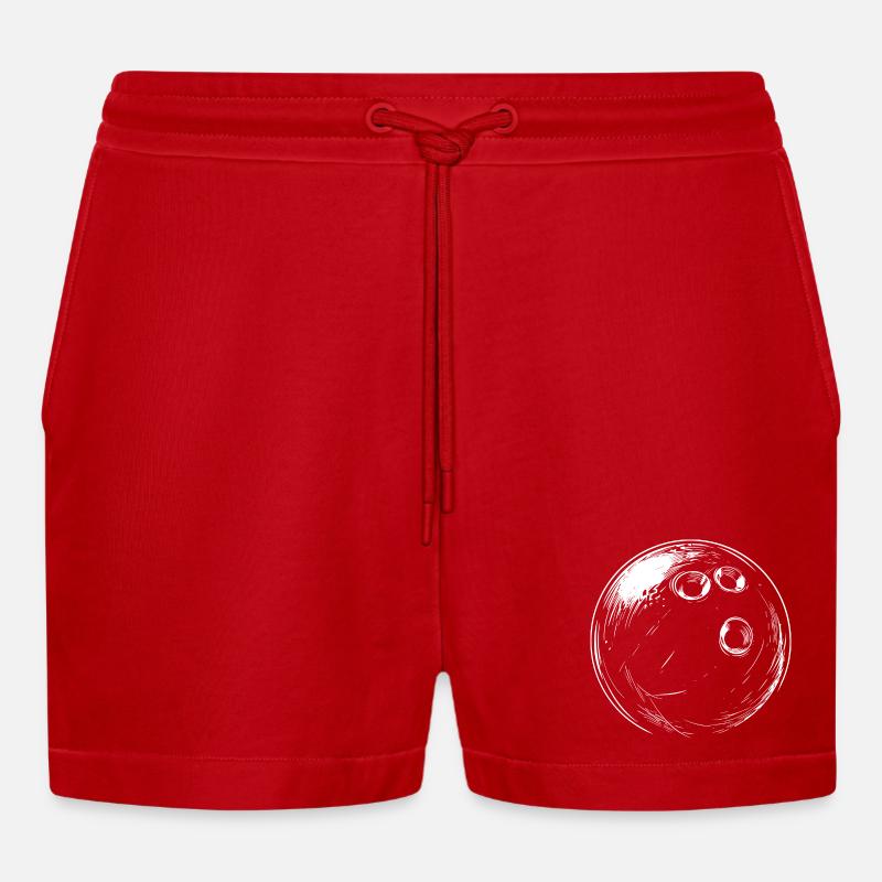 Dessin de boule de bowling - Short bio décontracté court fabriqué en UE - rouge