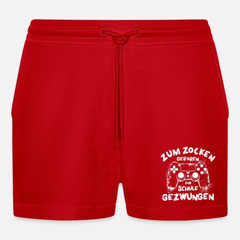 Computerfreak Zocker Gamershirt Hacker - Organic Relaxed Cropped Shorts Made in EU - Rot