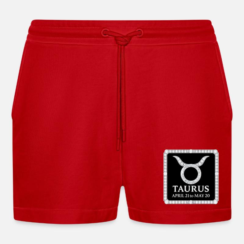 Sternzeichens Stier - Organic Relaxed Cropped Shorts Made in EU - Rot