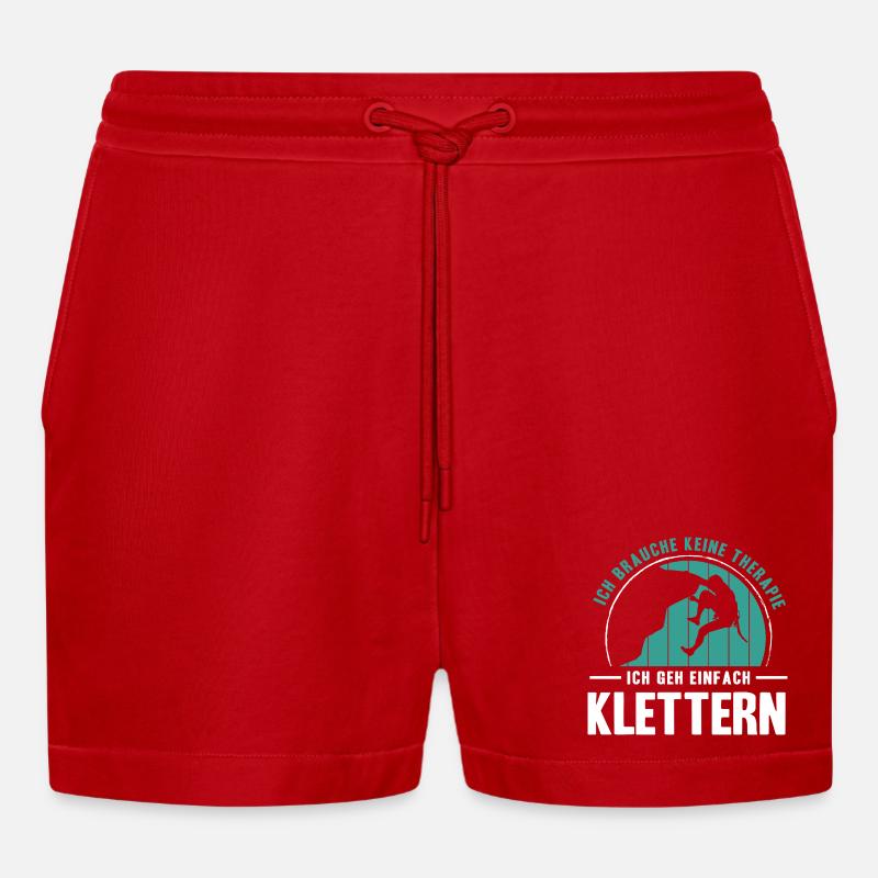 Bouldern Geschenke Klettern Kletterer Boulderer - Organic Relaxed Cropped Shorts Made in EU - Rot