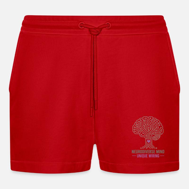 NEURODIVERSER GEIST Einzigartiges Verdrahtungsbewusstsein - Organic Relaxed Cropped Shorts Made in EU - Rot