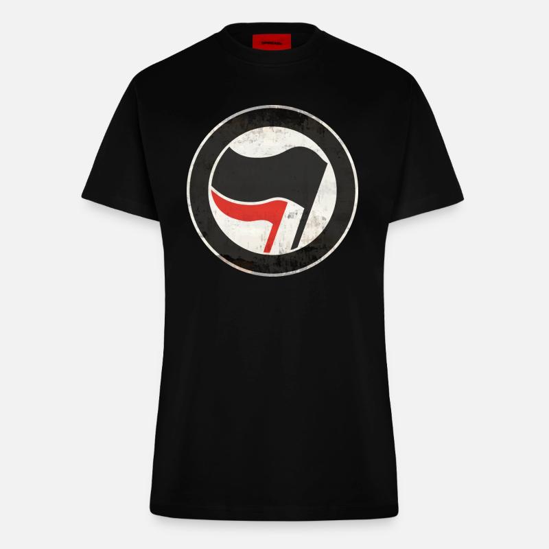 ANTIFA - Fitted T-Shirt - made by SPREAD - SOLID BLACK