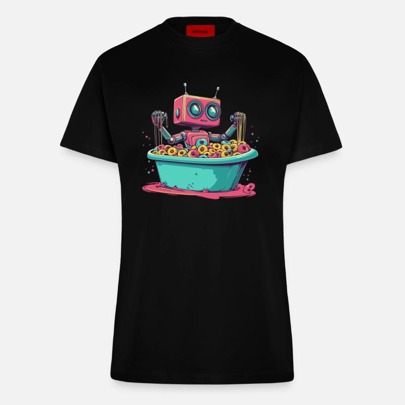 Donut Droid - Fitted T-Shirt - made by SPREAD - SOLID BLACK