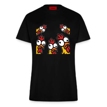 Verrückte Hühner - Fitted T-Shirt - made by SPREAD - SOLID BLACK - Vorne